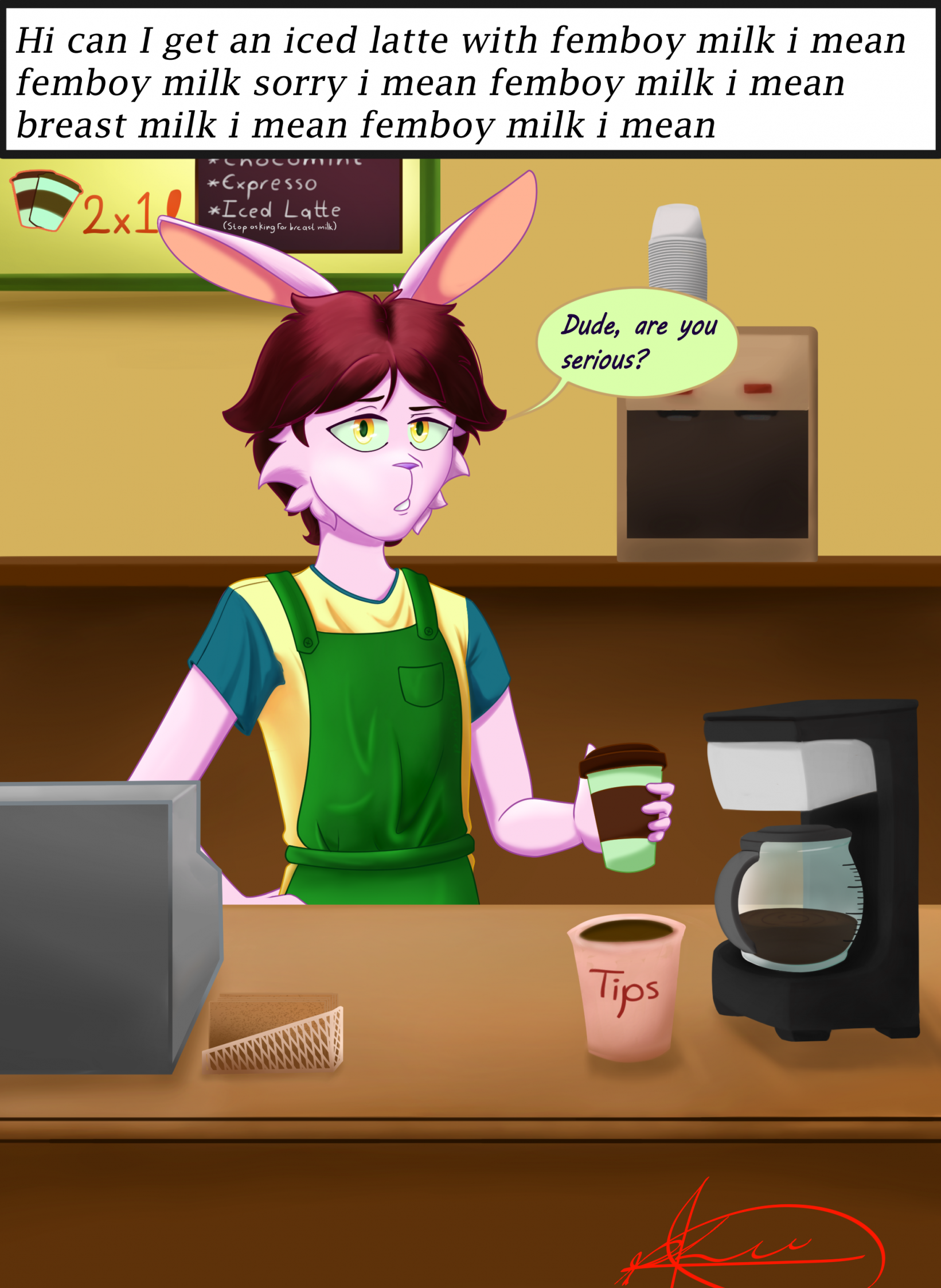 Hi can i get an iced latte with femboy milk? by Luz_SquirrelUwu -- Fur  Affinity [dot] net