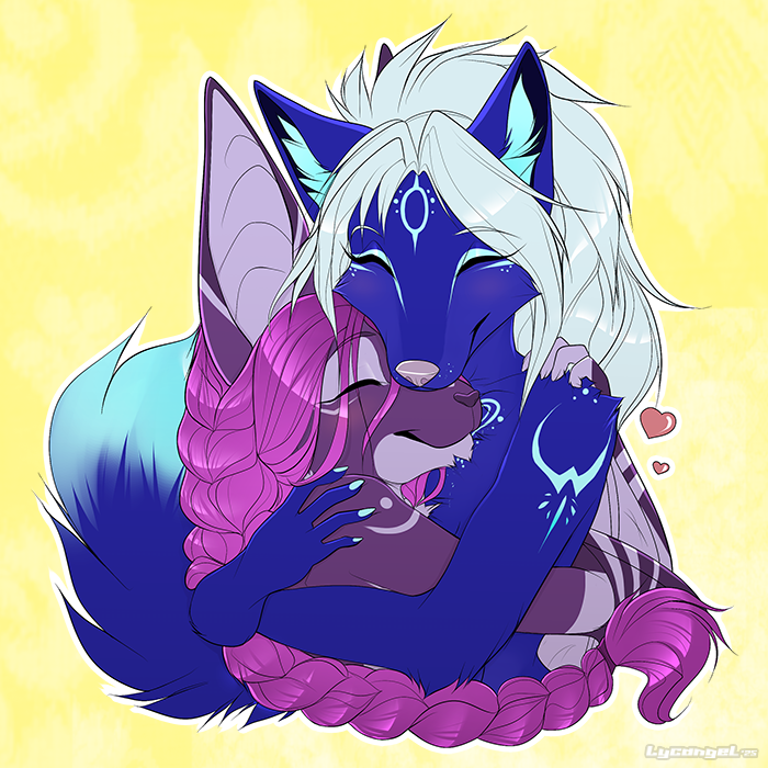 Femukki and Synexx hug