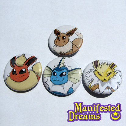 Ditto As Pikachu, Eevee, Vaporeon, Jolteon & Flareon Pokémon Pins