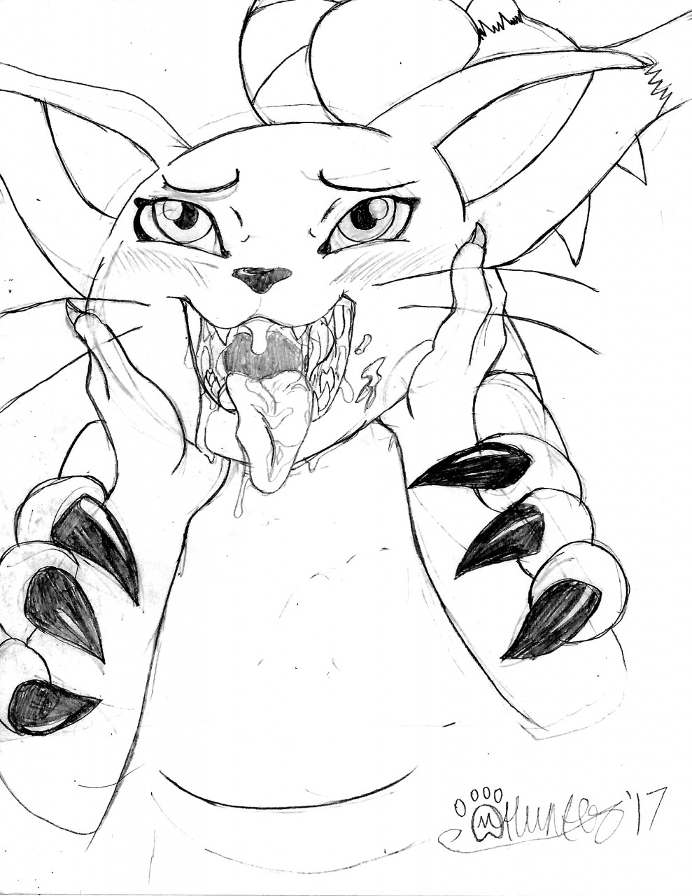 Sketchbook 014: Gatomon Post Make-out POV by MarcusHunter -- Fur Affinity  [dot] net