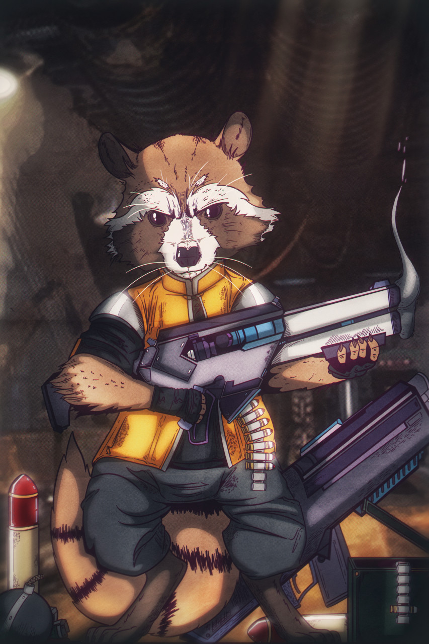 A raccoon with Lots of Guns by Marg1 -- Fur Affinity [dot] net