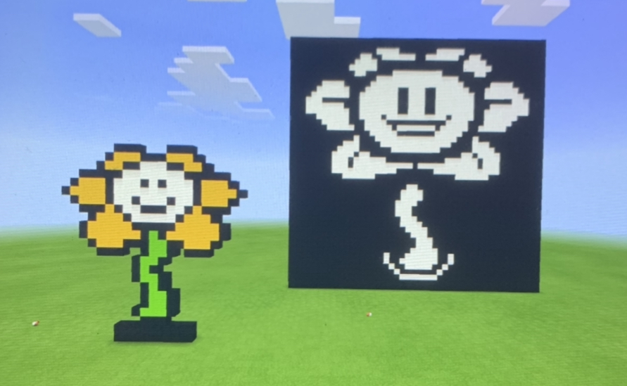 minecraft mario flower pixel art