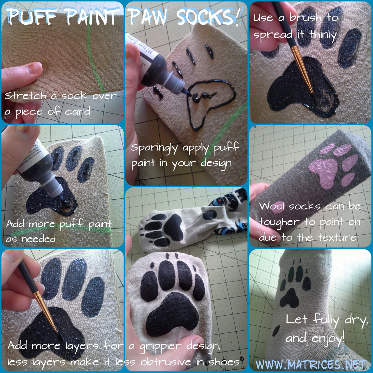 Craft Tutorial: Puff Paint Paw Socks by Matrices -- Fur Affinity [dot] net