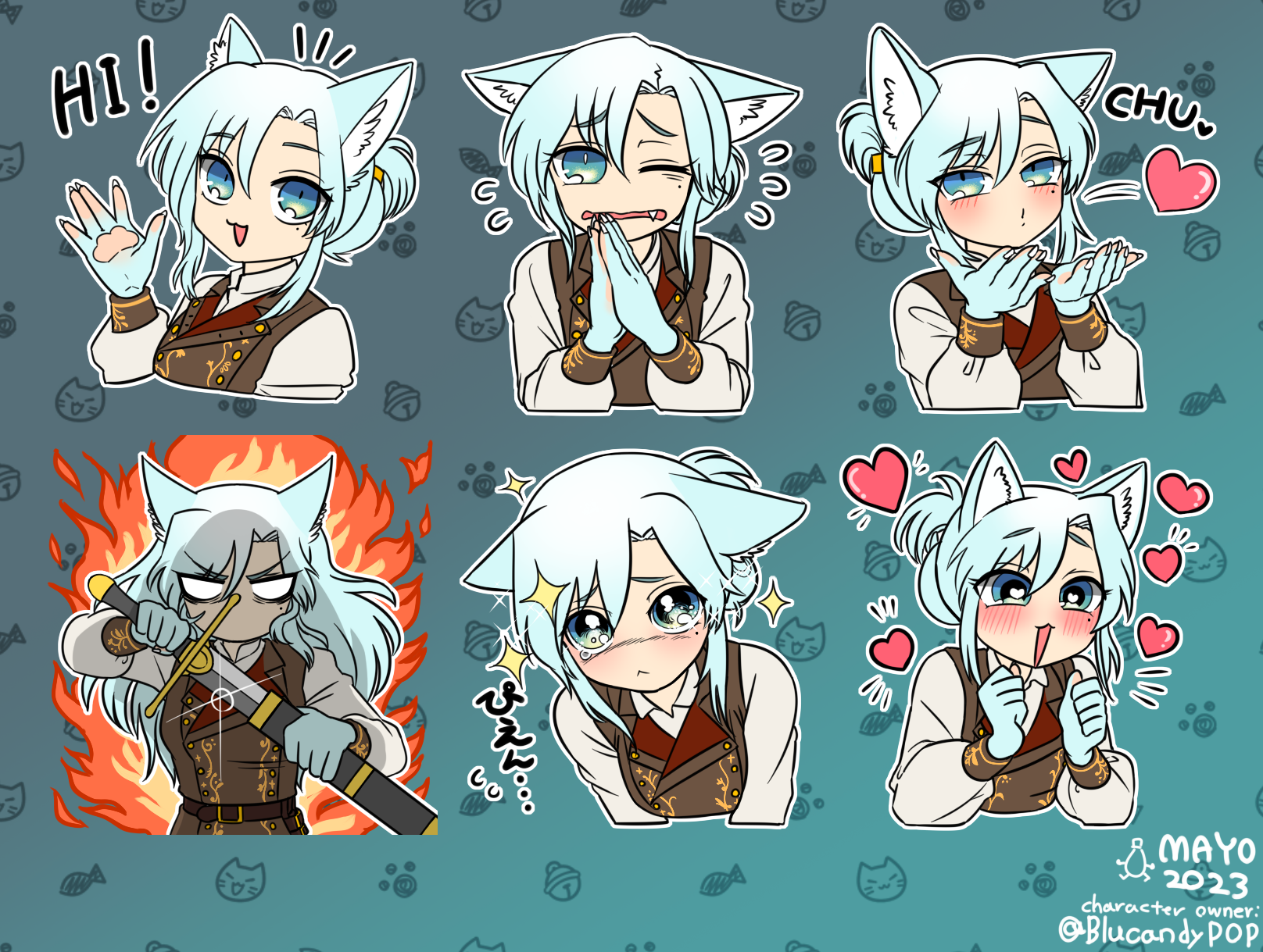 Commision] Cat Girl Telegram Stickers by mayo-san -- Fur Affinity [dot] net