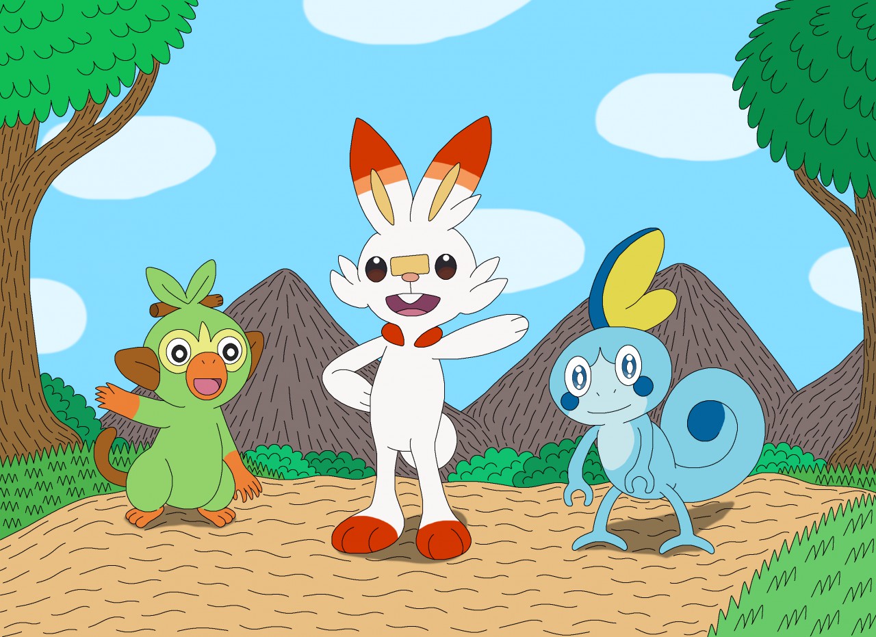 Grookey, Scorbunny and Sobble by MCsaurus -- Fur Affinity