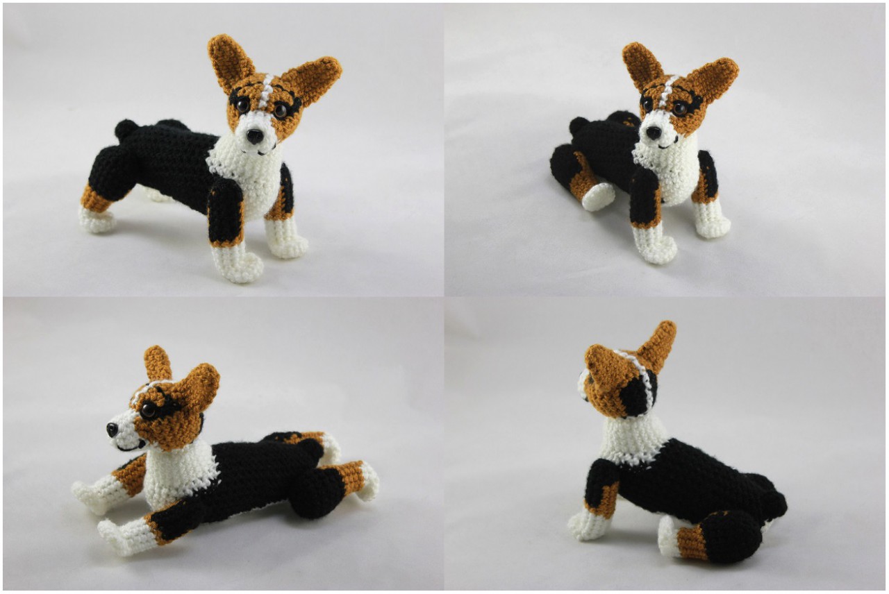 tri color corgi plush