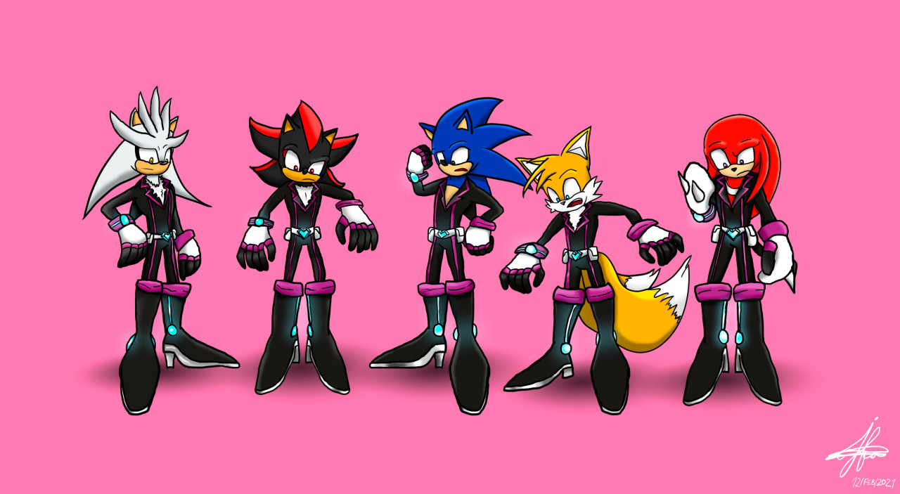 Sonic characters with Rouge clothing (commission) by mecl4105 -- Fur  Affinity [dot] net