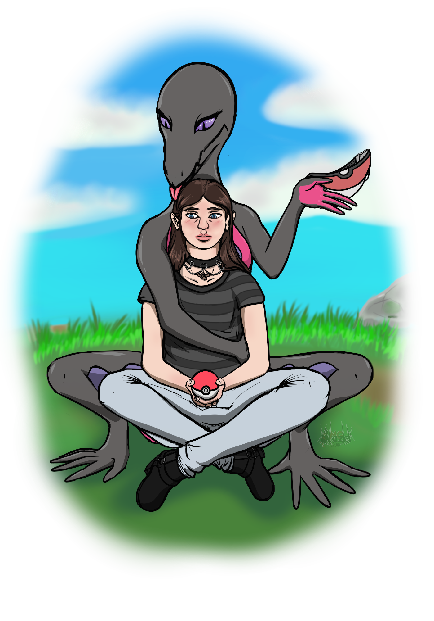 Salazzle and her Pet Trainer. 