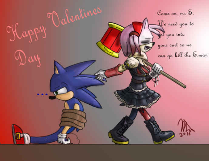 Hey, Happy Valentine's Day, Amy!” Sonic x Amy Art