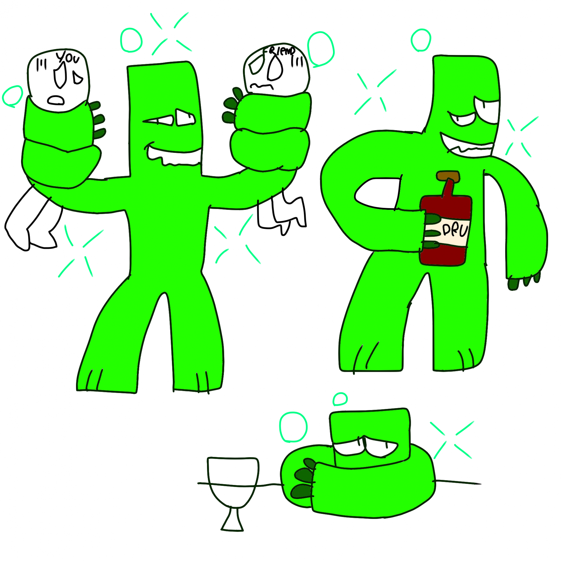 Drunk green rainbow friends by Mimmaxivore -- Fur Affinity [dot] net