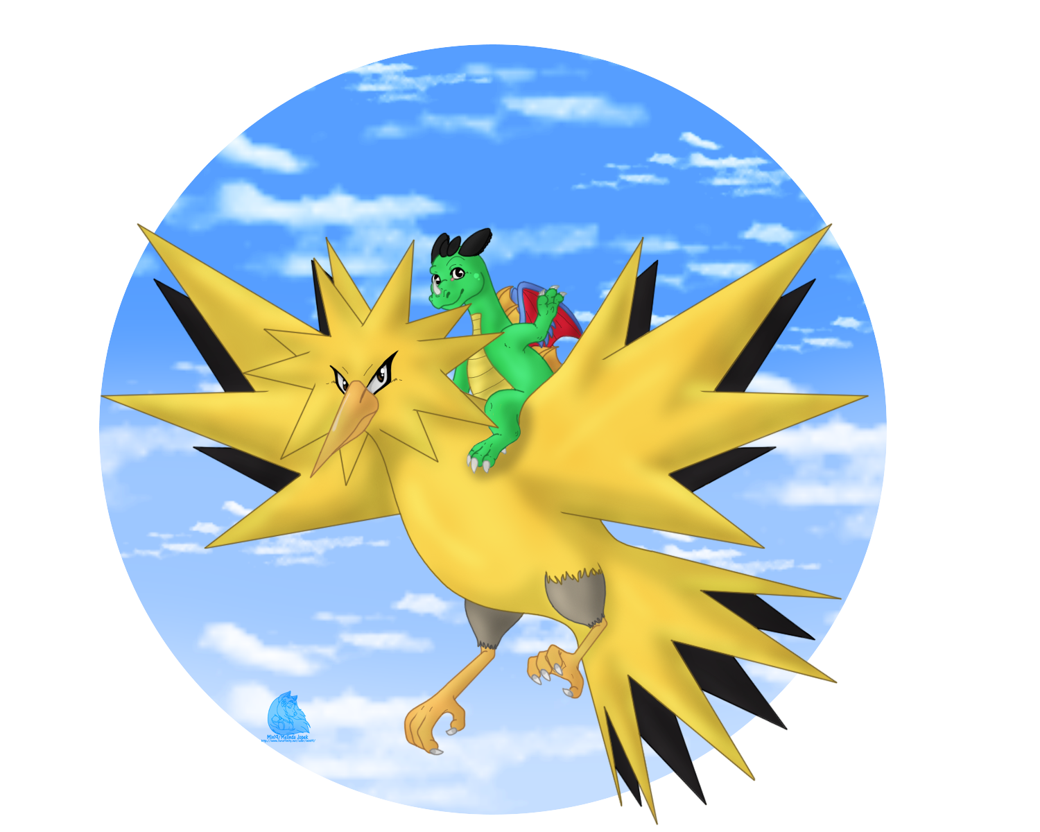 Riding on a Galar Zapdos by joaoppereira -- Fur Affinity [dot] net