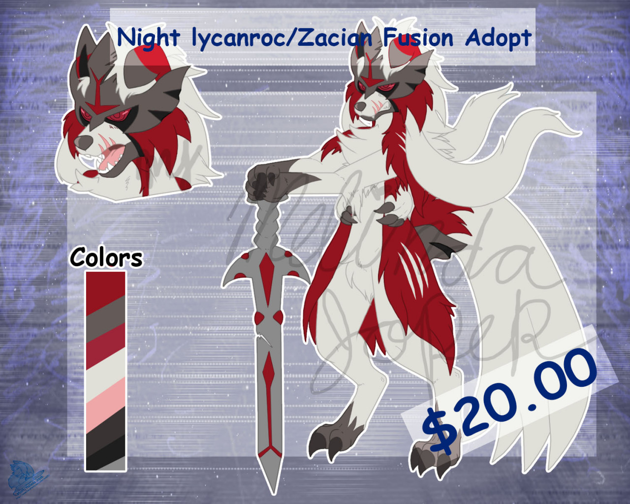 Zacian Custom for Lycan, Crowned Form! by Carmabelladopts -- Fur