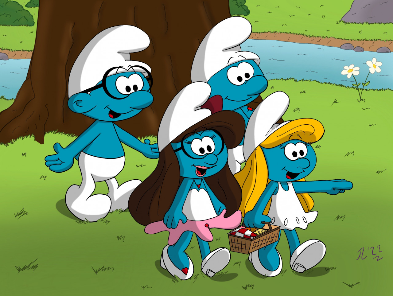 Smurfette and Samantha at Smurf Fu Practice by diesel10joseph567 on  DeviantArt