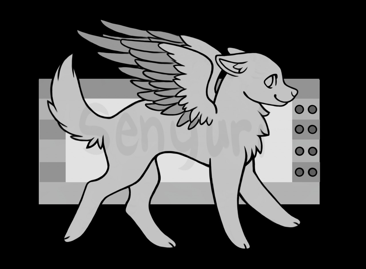 winged dog lineart