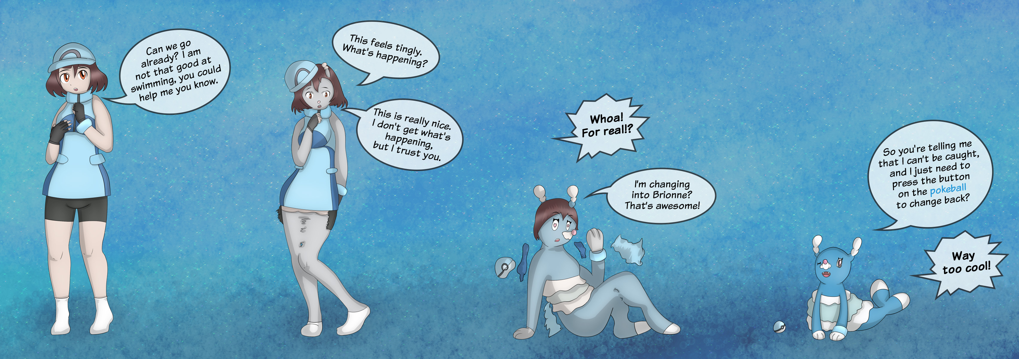 Ace Trainer into Brionne - Pokemon TF by Mizuho -- Fur Affinity [dot] net