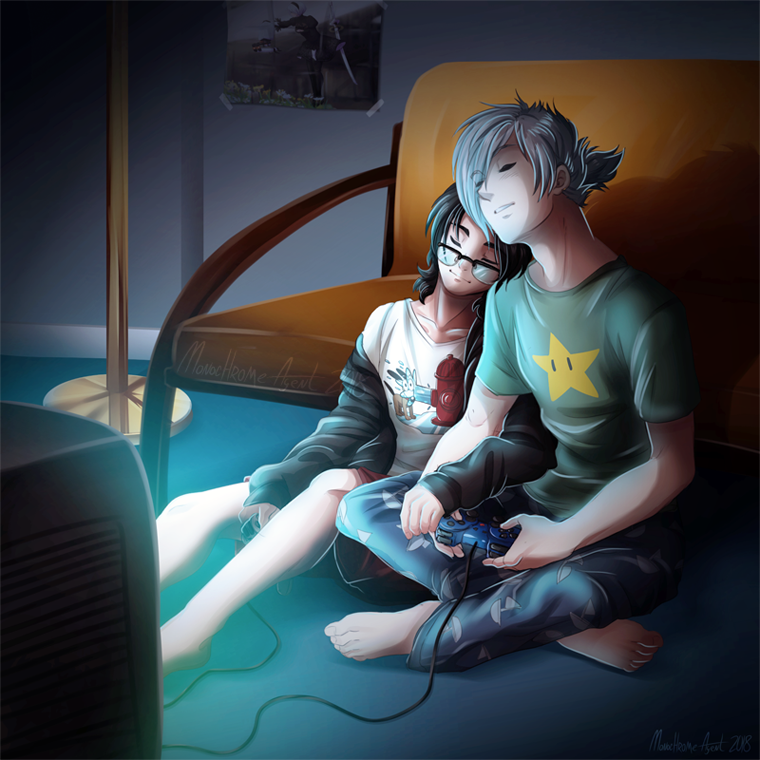 Commission: Late Night Gaming by MonochromeAgent -- Fur Affinity [dot] net