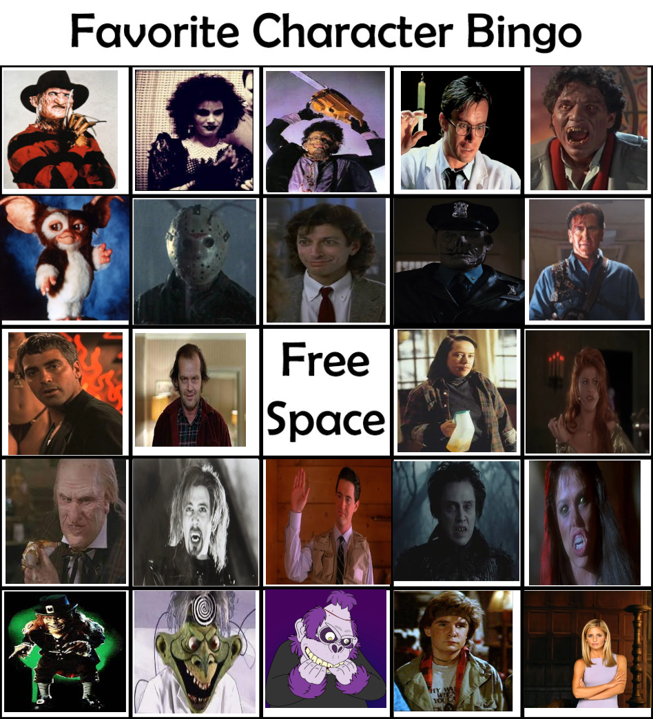 horror character bingo by Monstermaster13 -- Fur Affinity [dot] net