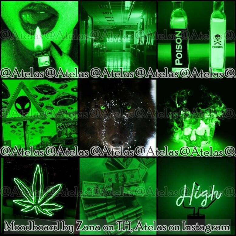 Green neon drugs rich aesthetic moodboard by MoodboardWorldOfZana