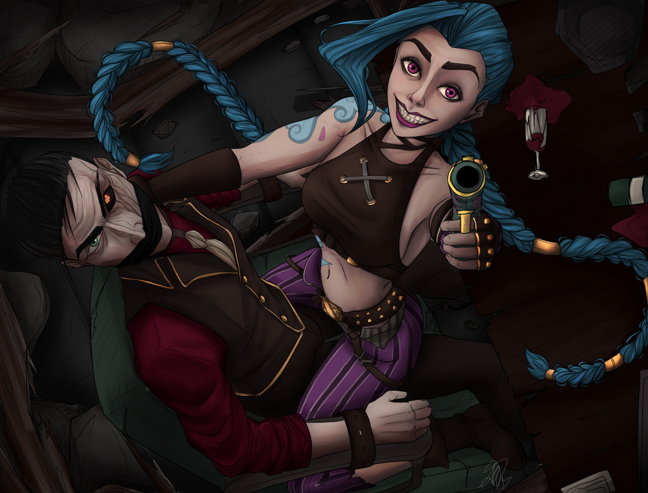 Jinx and silco fanart