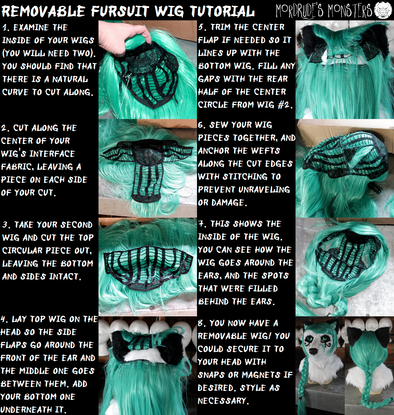 Removable Fursuit Wig Tutorial by MordrudesMonsters Fur