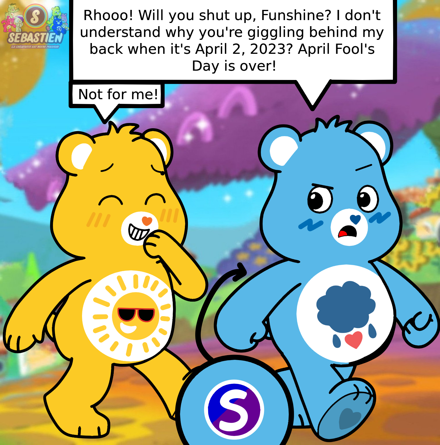 The joke of the sticker on Grumpy Bear's back by MrSGroupArts2009 -- Fur  Affinity [dot] net