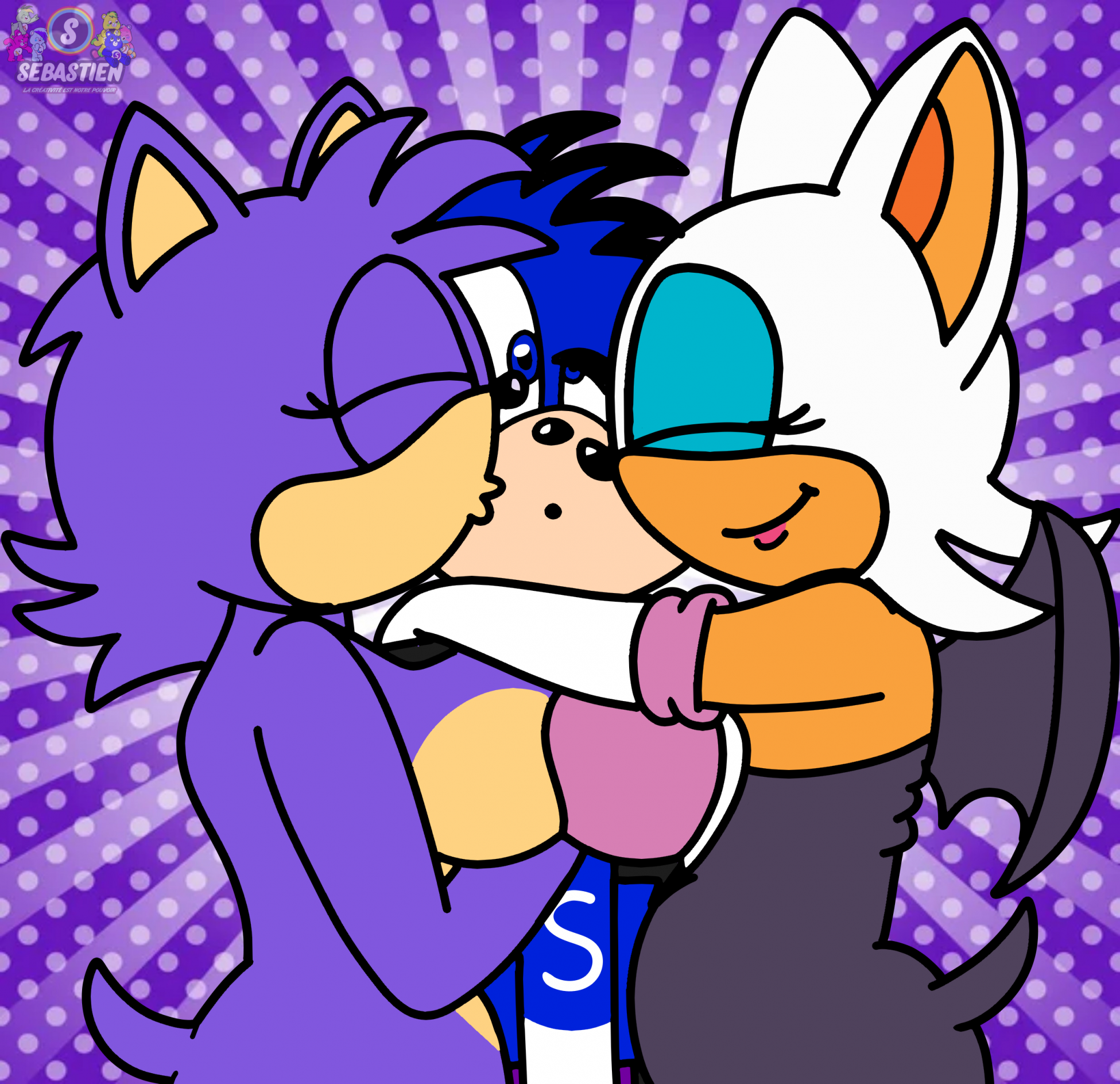 A lucky kiss and hug for Soneb the Hedgehog by MrSGroupArts2009 -- Fur  Affinity [dot] net