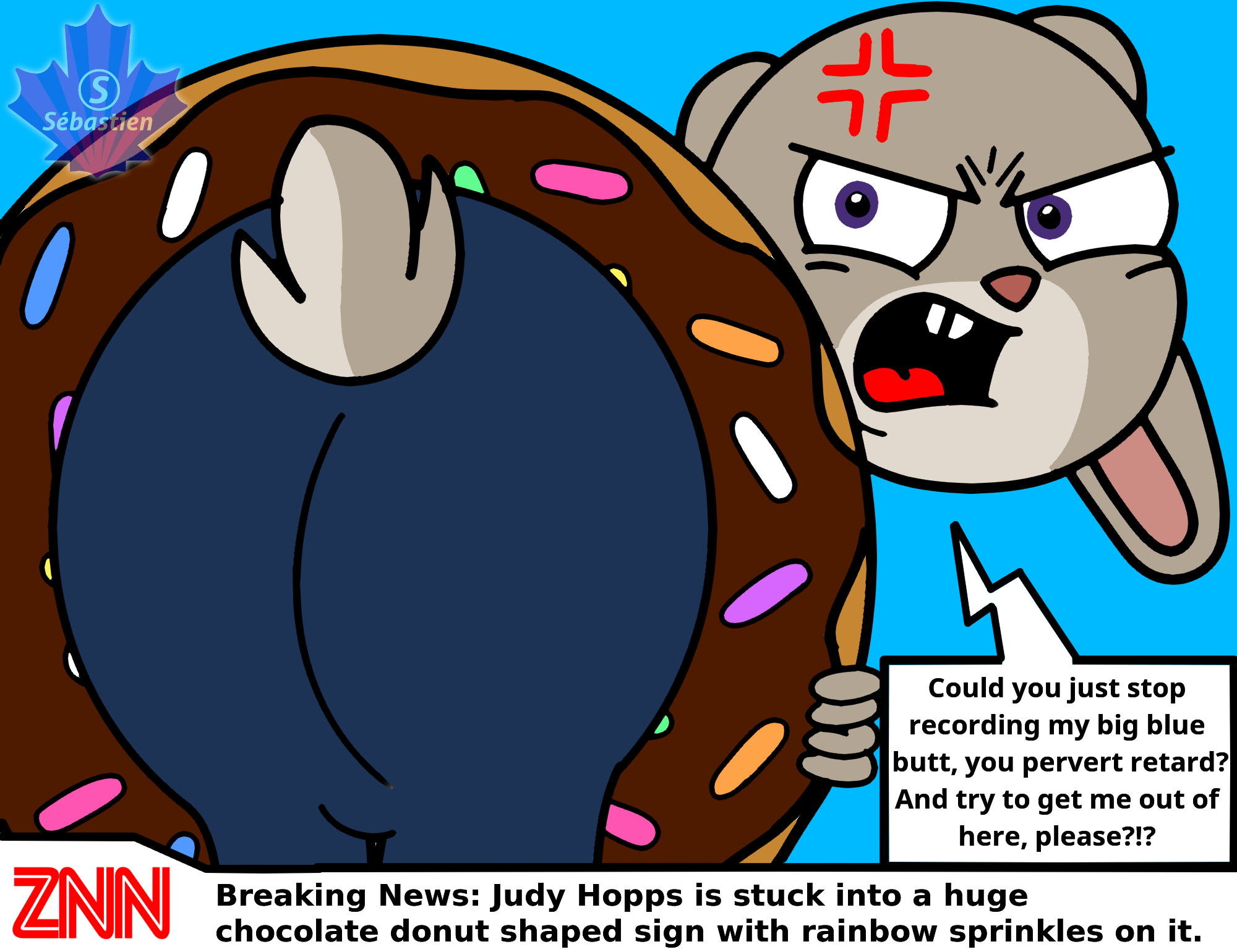 Judy Hopps stuck against a chocolate donut sign by MrSGroupArts2009 -- Fur  Affinity [dot] net