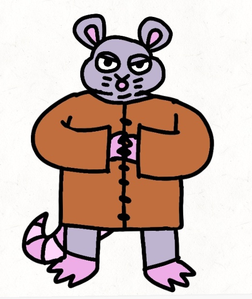 A rat in a trench coat.