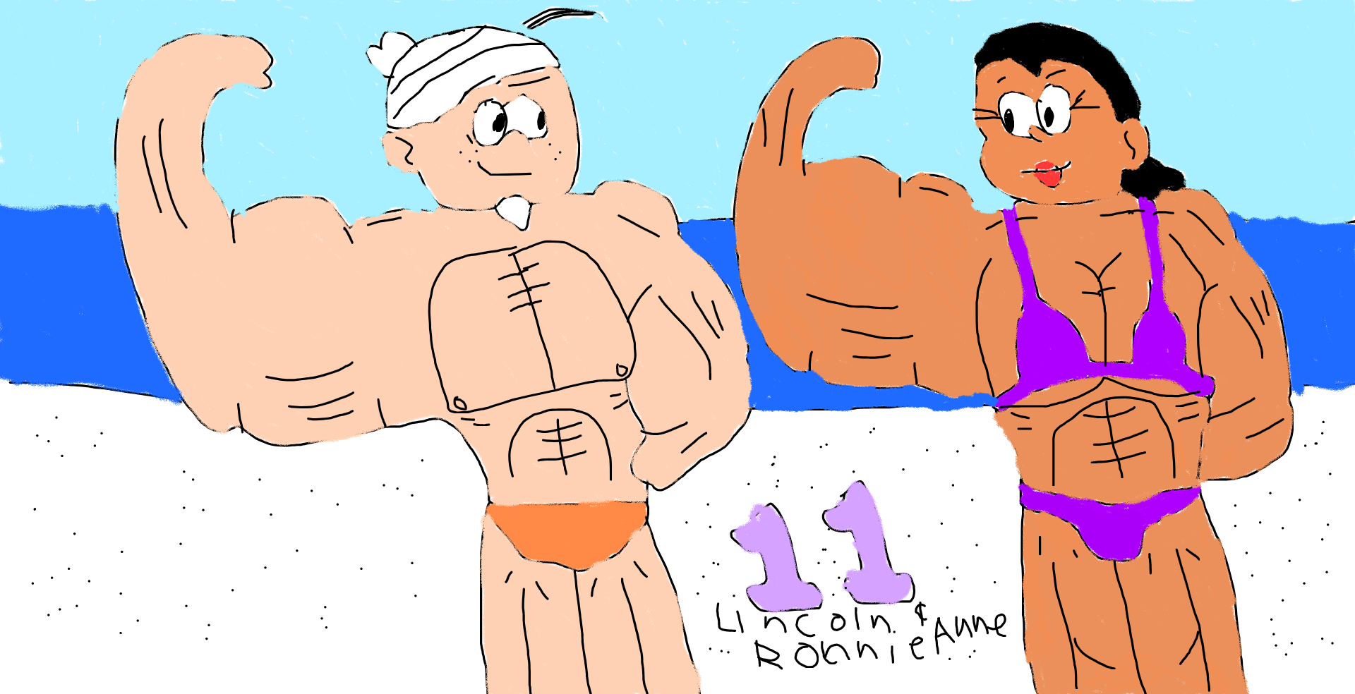 Muscle Beach Couple 11: Lincoln and Ronnie Anne by MuscleMinniefan91 -- Fur  Affinity [dot] net