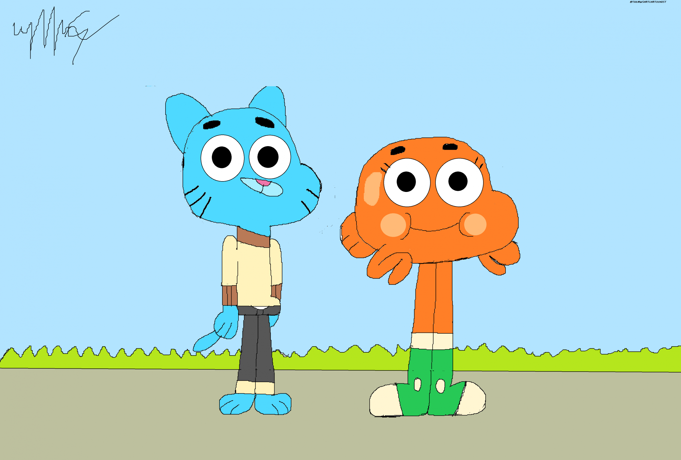 Gumball & Darwin - sketch by eltonpot -- Fur Affinity [dot] net