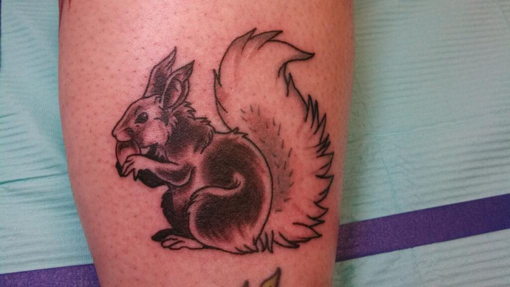 Tattoo tagged with: squirrel, nut | inked-app.com