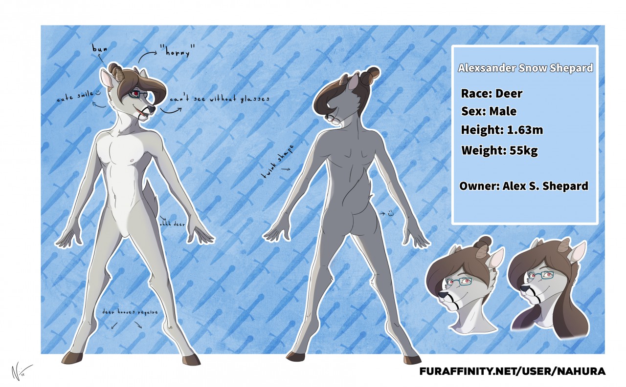 Alexsander Snow Ref Sheet (naked SFW) by Nahura -- Fur Affinity [dot] net