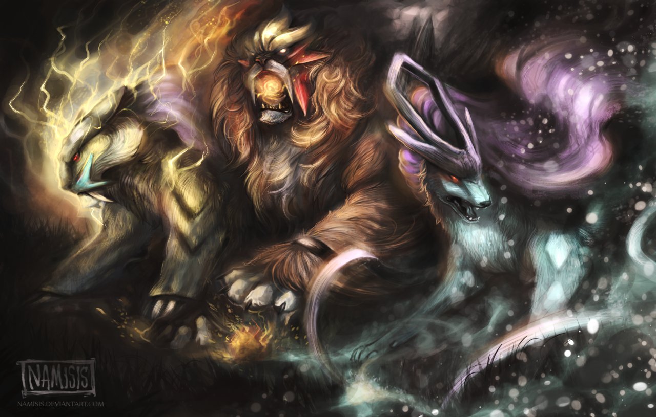 ArtStation - Entei🔥 , Raikou ⚡ y Suicune ❄️