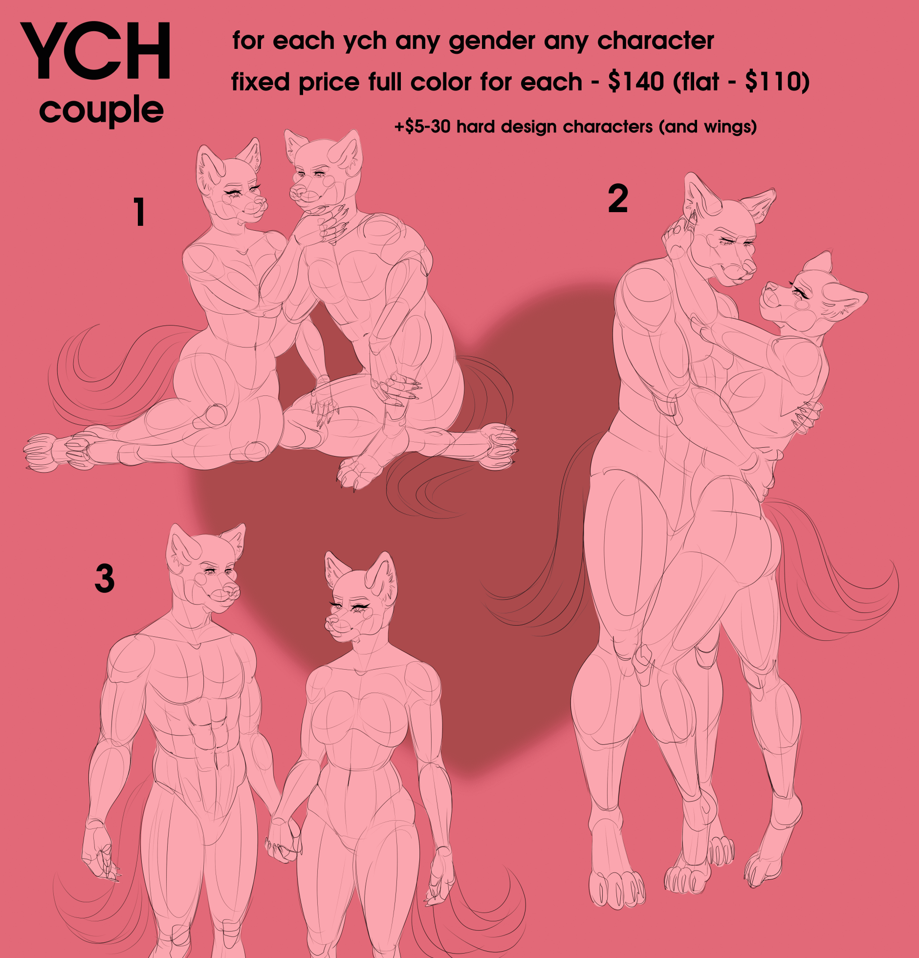 YCH COUPLE SKETCH by Natttttalina -- Fur Affinity [dot] net