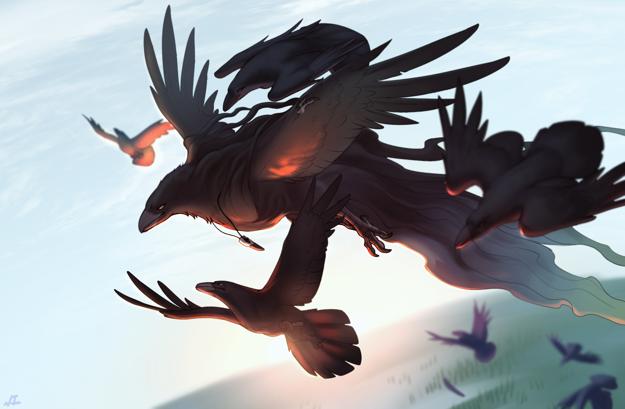 Raven flock by NecroIzu -- Fur Affinity [dot] net