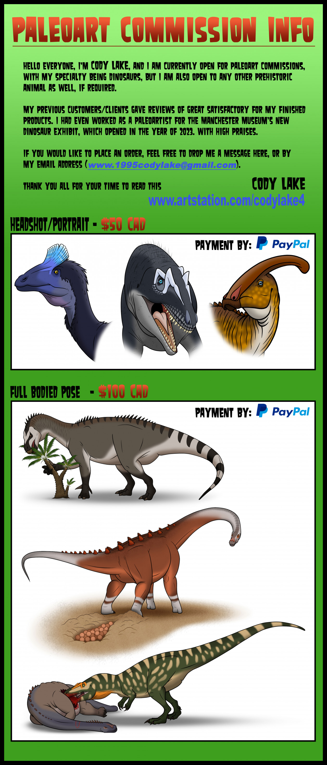 PaleoArt Commissions Info - 2nd Edition