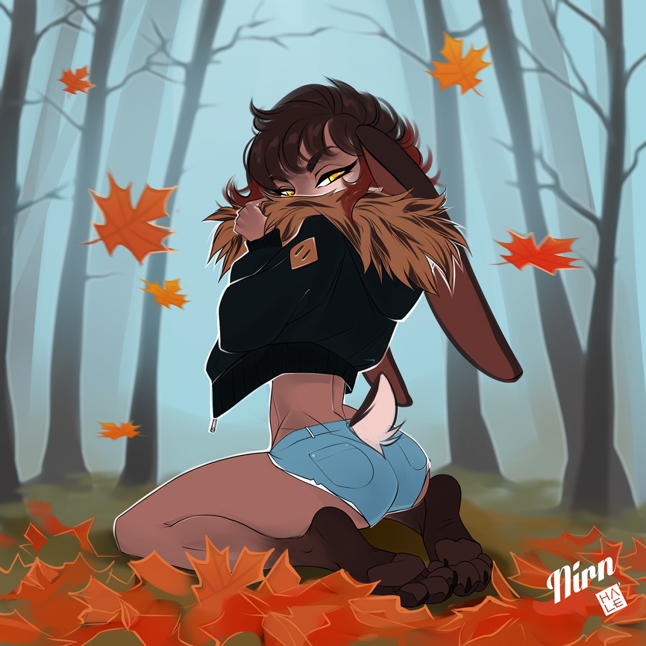 Fall, leaves and bunny feet~ by Nirnia -- Fur Affinity [dot] net