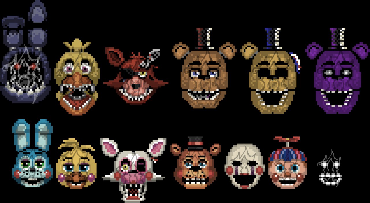 Withered foxy head pixel art