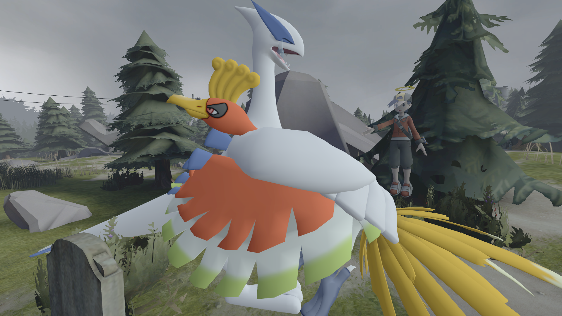 Ho-oh and Lugia chillin like villains.