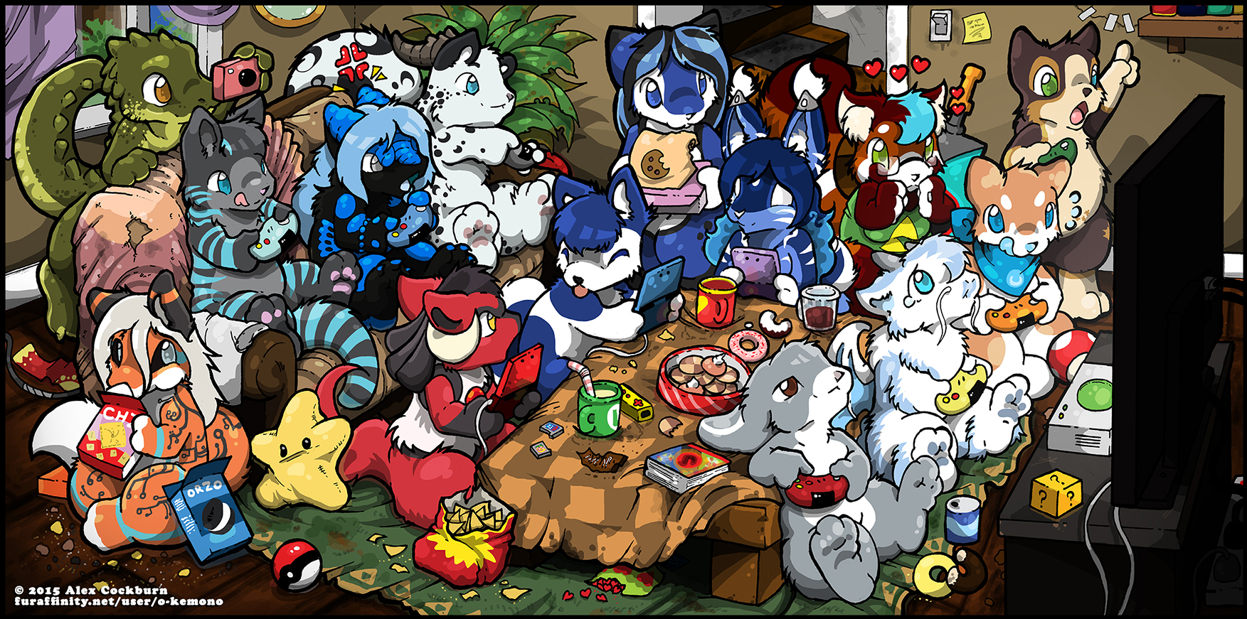 YCH Video Game Room Party by o-kemono -- Fur Affinity [dot] net