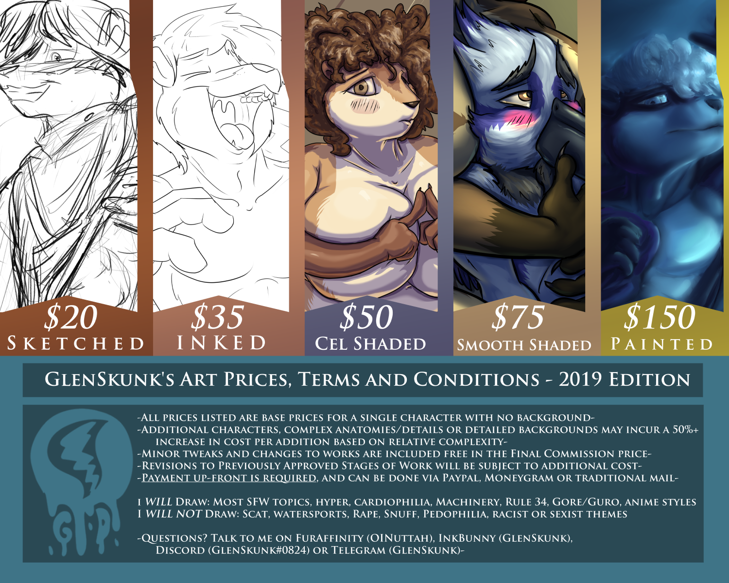 GlenSkunks 2019 Commission Price Sheet! by OiNuttah -- Fur Affinity [dot]  net