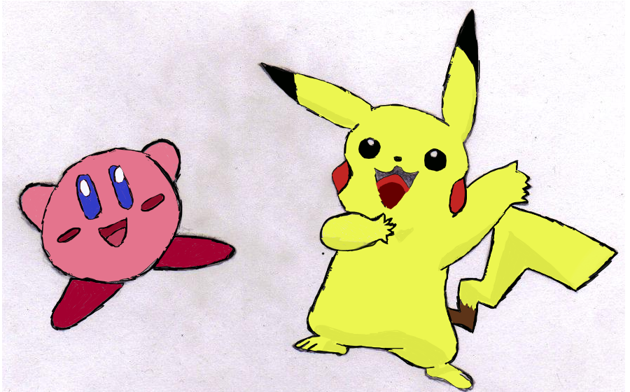 Kirby and Pikachu party by otakutsukonko -- Fur Affinity [dot] net