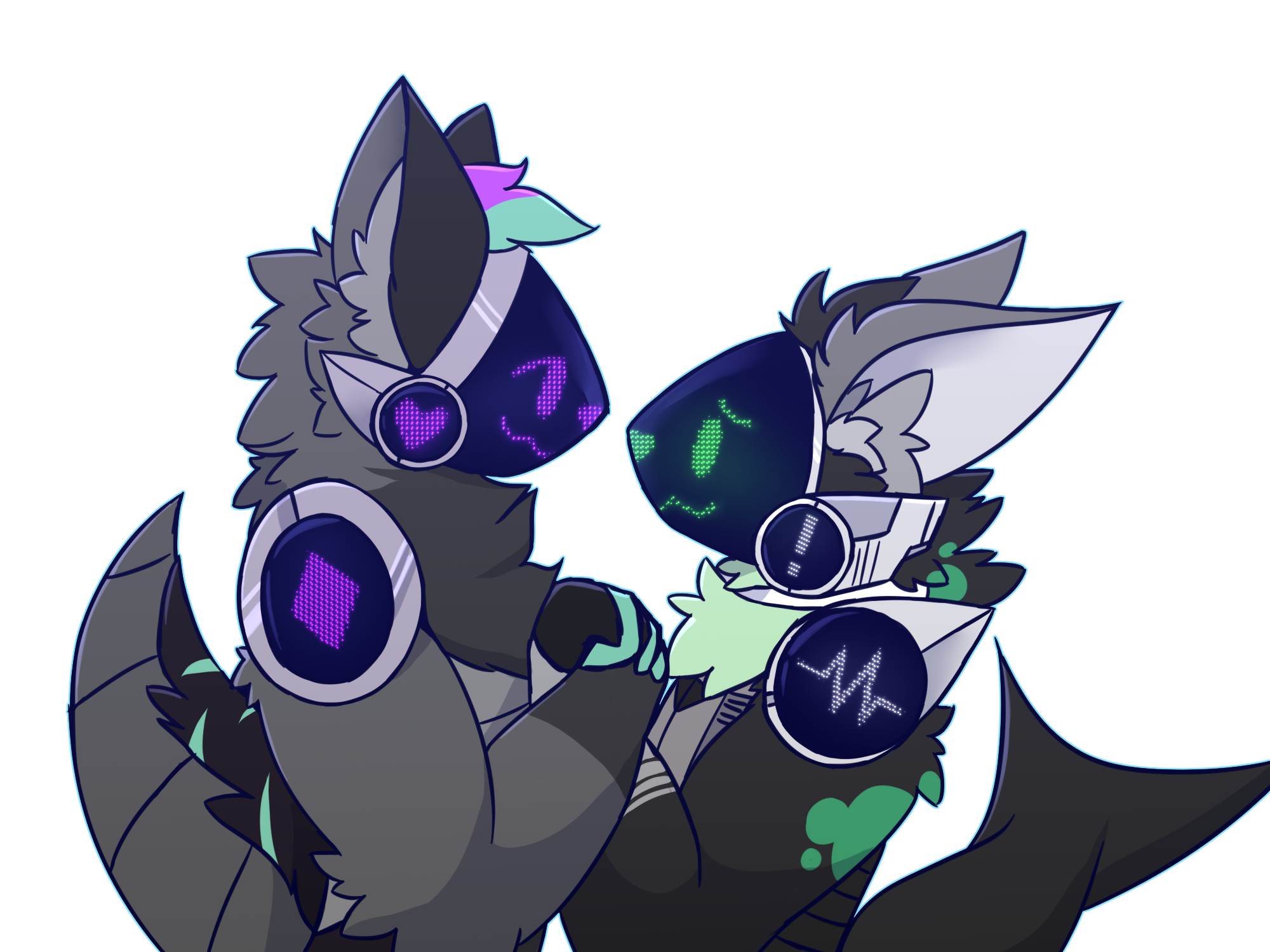 2 Protogens having a cute cuddle by Zarvaxo -- Fur Affinity [dot] net