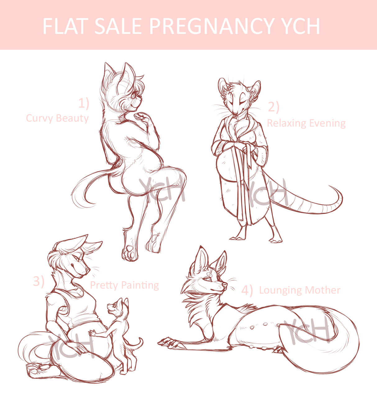 FOR HIRE] SFW Flat-Color YCH for only 30 USD!! Available for 2 slots each  pose! : r/furry