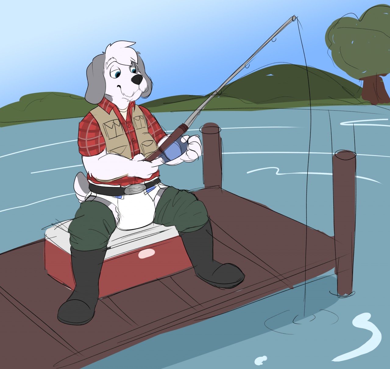 Padded Fishing Time by BaltNWolf by overzen -- Fur Affinity [dot] net