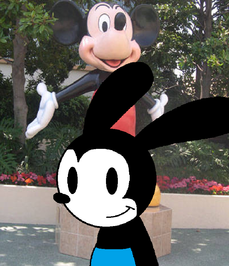 Oswald with Mickey Mouse statue by Ozzypal -- Fur Affinity [dot] net