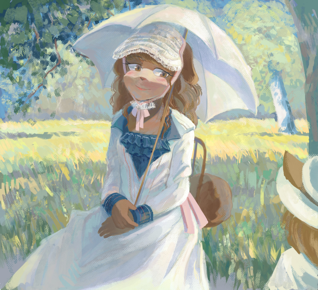 KREA - a girl wearing thrifty clothing, very anime, trending artwork, 4 k,  anime painter studio, an impressionist style by claude monet