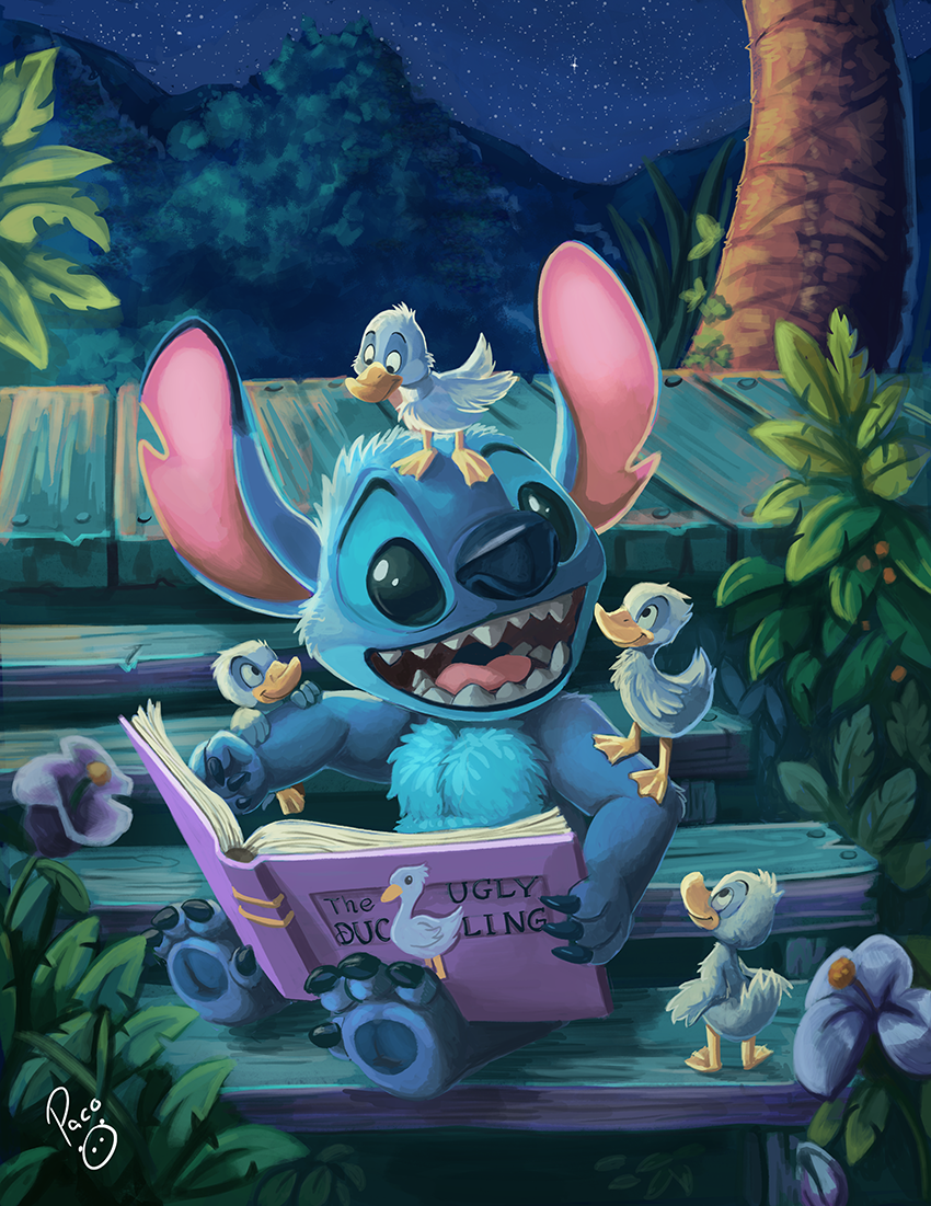 Lilo & Stitch  Reading the Ugly Duckling Lunch Box - Custom Fan Art