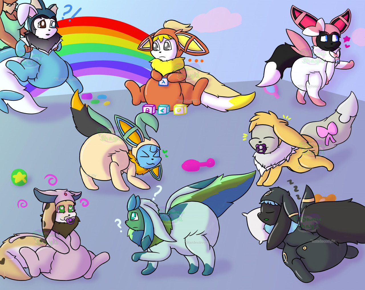 Baby eeveelutions.. the vees?? These are Eevee x Eeveelution