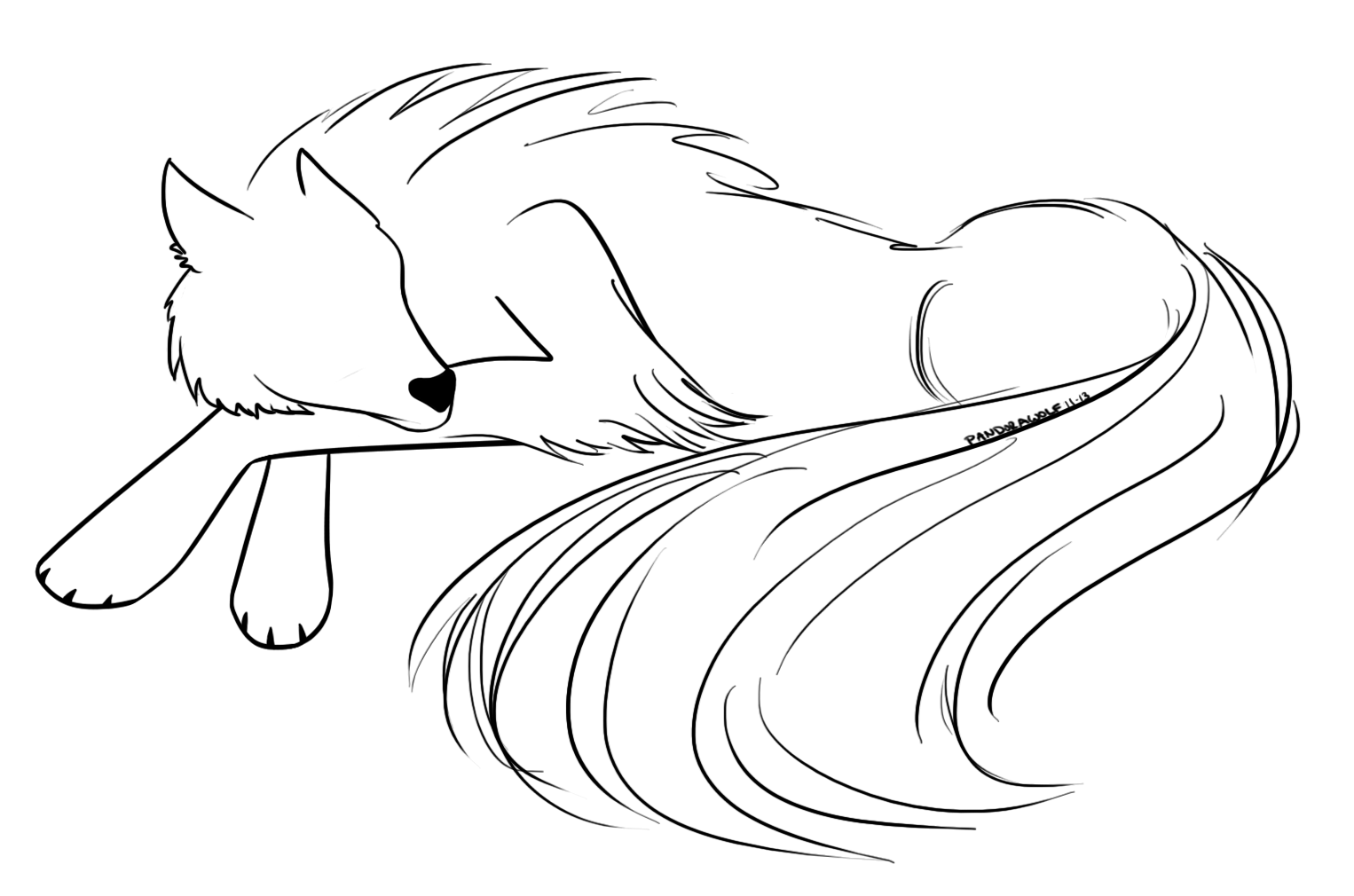 anime wolf lying down